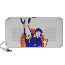 Dictador que levanta el peso de Kettlebell retro Notebook Altavoces