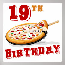 diecinueveavo Fiesta de la pizza del cumpleaños Posters