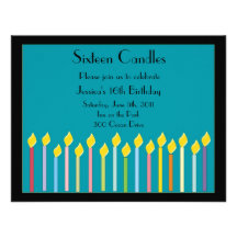Dieciséis velas de invitación del cumpleaños