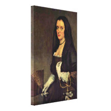 Diego Velázquez - retrato de una señora con una fa Impresión En Lona Estirada