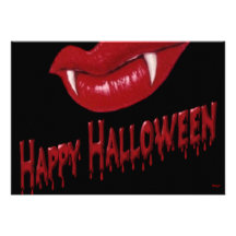 Dientes del vampiro de Halloween con feliz Hallowe Invitacion Personal