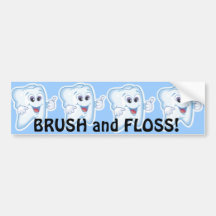 Dientes felices sanos etiqueta de parachoque