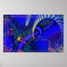 Difícil maldiga el extracto del fractal 3D Posters
