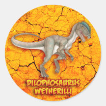 Dilophosaurus Etiquetas Redondas