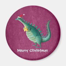 Dinosaurio - ayudante de Papá Noel Iman Para Frigorífico