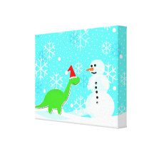 Dinosaurio de Chistmas con la lona envuelta muñeco Impresión En Lona Estirada