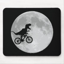 Dinosaurio en una bici en cielo con la luna tapete de ratones