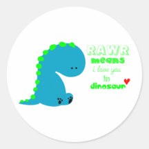 Dinosaurio lindo RAWR Etiqueta Redonda