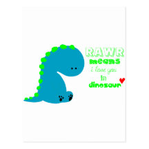 Dinosaurio lindo RAWR Tarjetas Postales