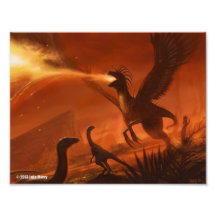 Dinosaurio prehistórico de Fuego-Respiración de Ja Impresion Fotografica