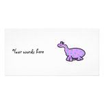 Dinosaurio púrpura con los puntos azules tarjetas personales con fotos