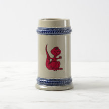 Dinosaurio rosado de Huggy Tazas De Café