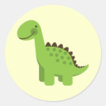 Dinosaurio verde lindo etiqueta