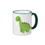 Dinosaurio verde lindo tazas de café