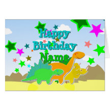 Dinosaurios del feliz cumpleaños su tarjeta de pre