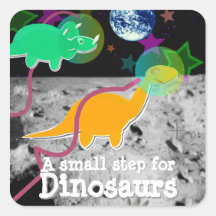 Dinosaurios en los pegatinas de la luna