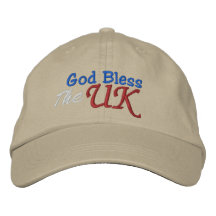 Dios bendice la plantilla BRITÁNICA del casquillo  Gorros Bordados