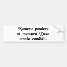 Dios creó todo por el número, peso y ..... etiqueta de parachoque