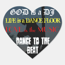 DIOS es DJ, VIDA es una DANZA FLOO… Calcomanía De Corazón