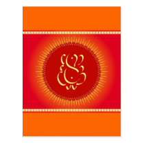 Dios Ganesha con los rayos del sol tarjetas postales