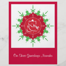 Dios Ganesha en la flor roja Tarjetas Informativas