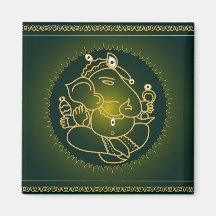 Dios Ganesha en verde - imán