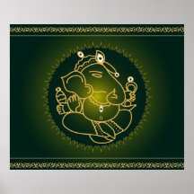 Dios Ganesha en verde - poster