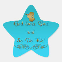 ¡Dios le ama, y así que hace nosotros! Pegatina Forma De Estrella Personalizada
