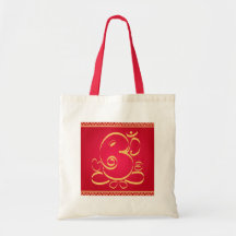 Dios OM Ganesha en rojo Bolsa De Mano