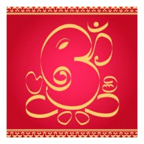 Dios OM Ganesha en rojo invitaciones
