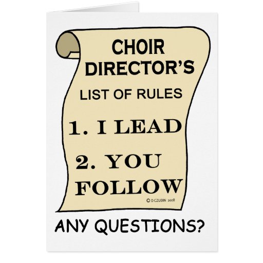 Director List Of Rules del coro Tarjetón