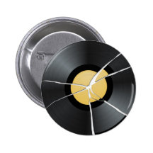 Disco de vinilo quebrado pin
