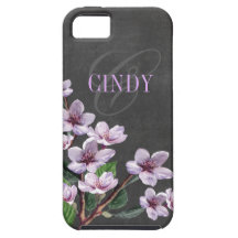 Diseñador del monograma de la acuarela de la lila  iPhone 5 Case-Mate funda