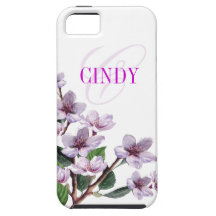 Diseñador del monograma de la acuarela de la lila iPhone 5 Case-Mate protector