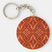 Diseñador rojo de rubíes del damasco del vintage llavero personalizado