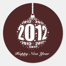 Diseño 2012 de la celebración del Año Nuevo Pegatinas Redondas