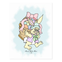 Diseño 5 de Pascua del conejo de rabo blanco de Pe Tarjetas Postales