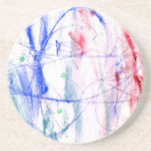 Diseño abstracto blanco del garabato del verde del posavasos personalizados