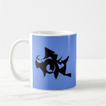Diseño abstracto negro en azul taza
