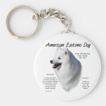 Diseño americano de la historia del perro esquimal llavero personalizado