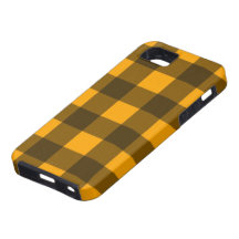 Diseño anaranjado y negro de la tela escocesa de l iPhone 5 Case-Mate cobertura