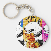 Diseño artístico de la raza del perro de bull terr llaveros personalizados