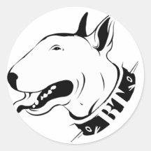 Diseño artístico de la raza del perro de bull terr etiqueta redonda
