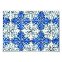 Diseño azul 2 de la teja - remolinos arte fotográfico