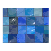 Diseño azul de las tejas del cuarto de baño tarjeta postal