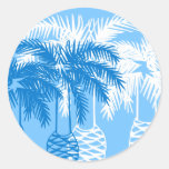 diseño azul del modelo de las vacaciones de las pa etiqueta redonda