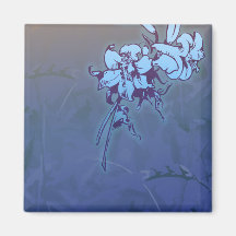 diseño azul precioso de las flores salvajes imán de nevera