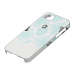 diseño blanco azul del damasco de la aguamarina ro iPhone 5 protector