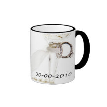 Diseño blanco romántico de las perlas del boda tazas de café