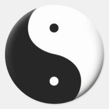 DISEÑO BLANCO Y NEGRO DE YIN YANG PEGATINA REDONDA